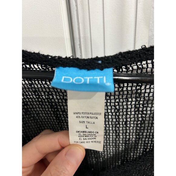 Dotti Black Sheer Mesh Beach Cover-Up Tunic Top V-Neck 3/4 Sleeve Womens Size L - Picture 5 of 8